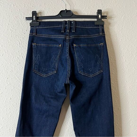 Anthropologie McGuire Flare Dark Wash Raw Hem Jeans Size 24 - Picture 5 of 7